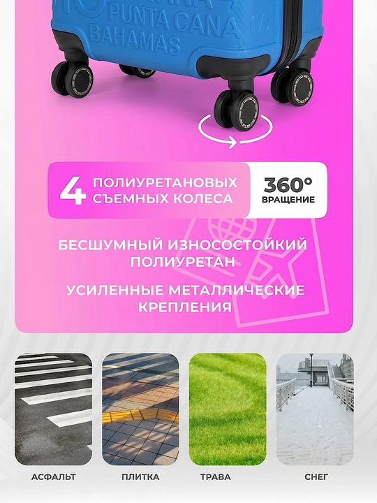 Дорожный чемодан, с кодовым замком, из АБС-пластика, с колесами на 360°