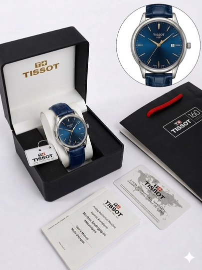 Мужские наручные часы Tissot ,кварцевый механизм, часы, документы и коробка в комплекте — IWATCHE-85W0449-СИНИЙ