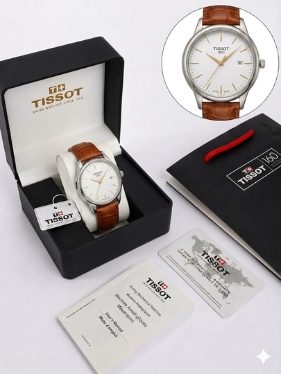 Мужские наручные часы Tissot ,кварцевый механизм, часы, документы и коробка в комплекте — IWATCHE-85W0449-КОРИЧН
