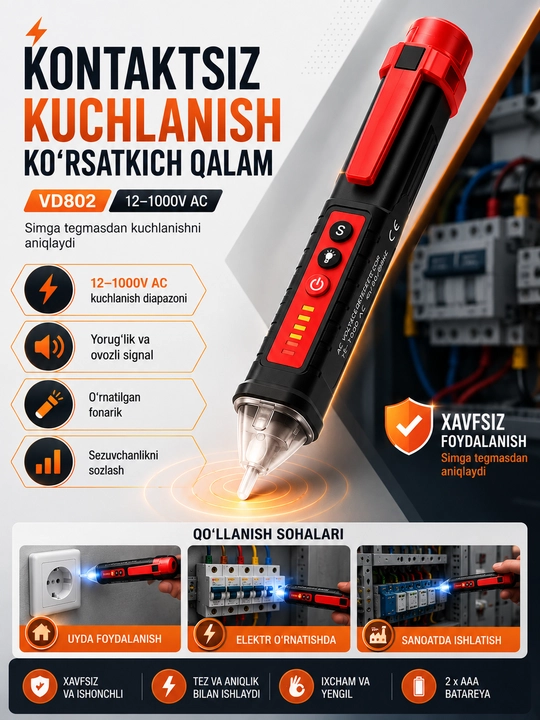 Kontaktsiz otvyortkalar kuchlanish indikatori
