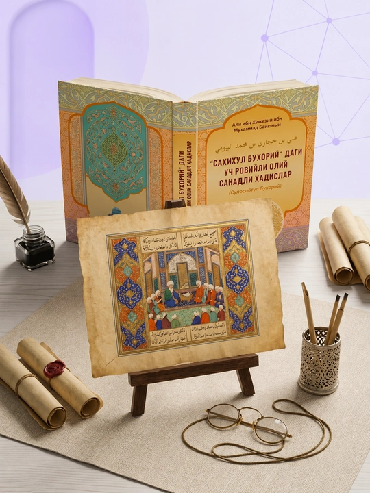 "Sahih al-Buxoriy"dan uch bo‘g‘inli hadisi sharif, qattiq muqova