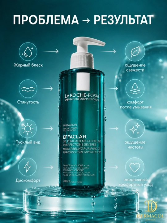 Очищающий гель для лица и тела laroche Effaclar Micro-Peeling, для ежедневного ухода 400 ml