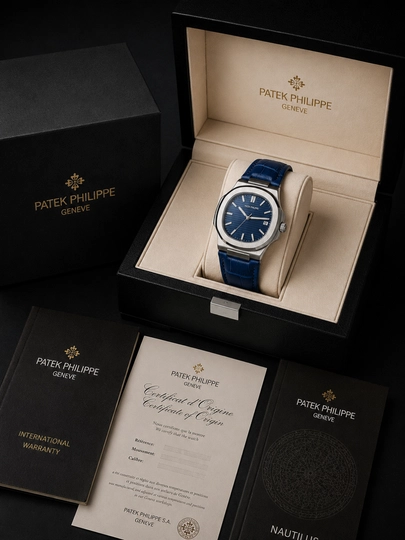 Мужские наручные часы Patek Philippe, в подарочной коробке — SABR1-SABR9-ИНДИГО