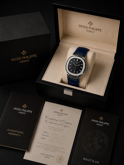 Мужские наручные часы Patek Philippe, в подарочной коробке — SABR1-SABR9-ТЕМНСИН