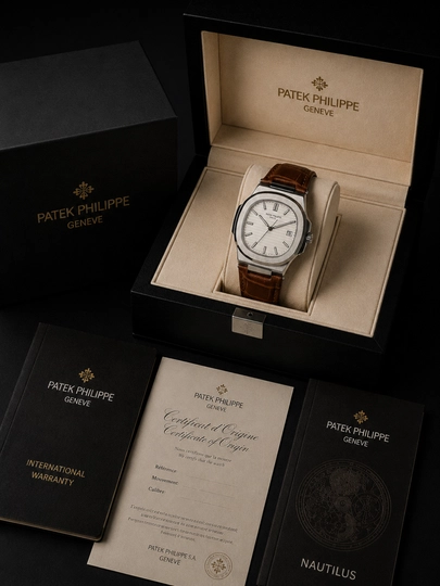 Мужские наручные часы Patek Philippe, в подарочной коробке — SABR1-SABR9-ТРАКОТ