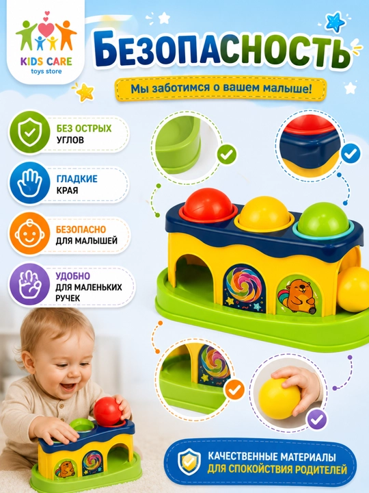 Развивающая игрушка "Стучалка с молотком", сортер, забей шарик