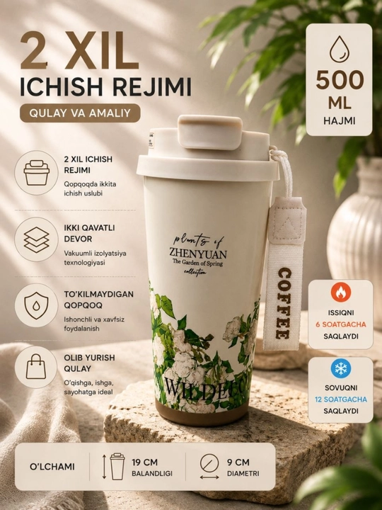 Kofe va choy uchun termokrujka 500 ml - 