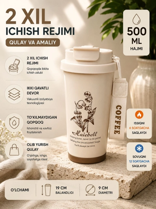 Kofe va choy uchun termokrujka 500 ml - 