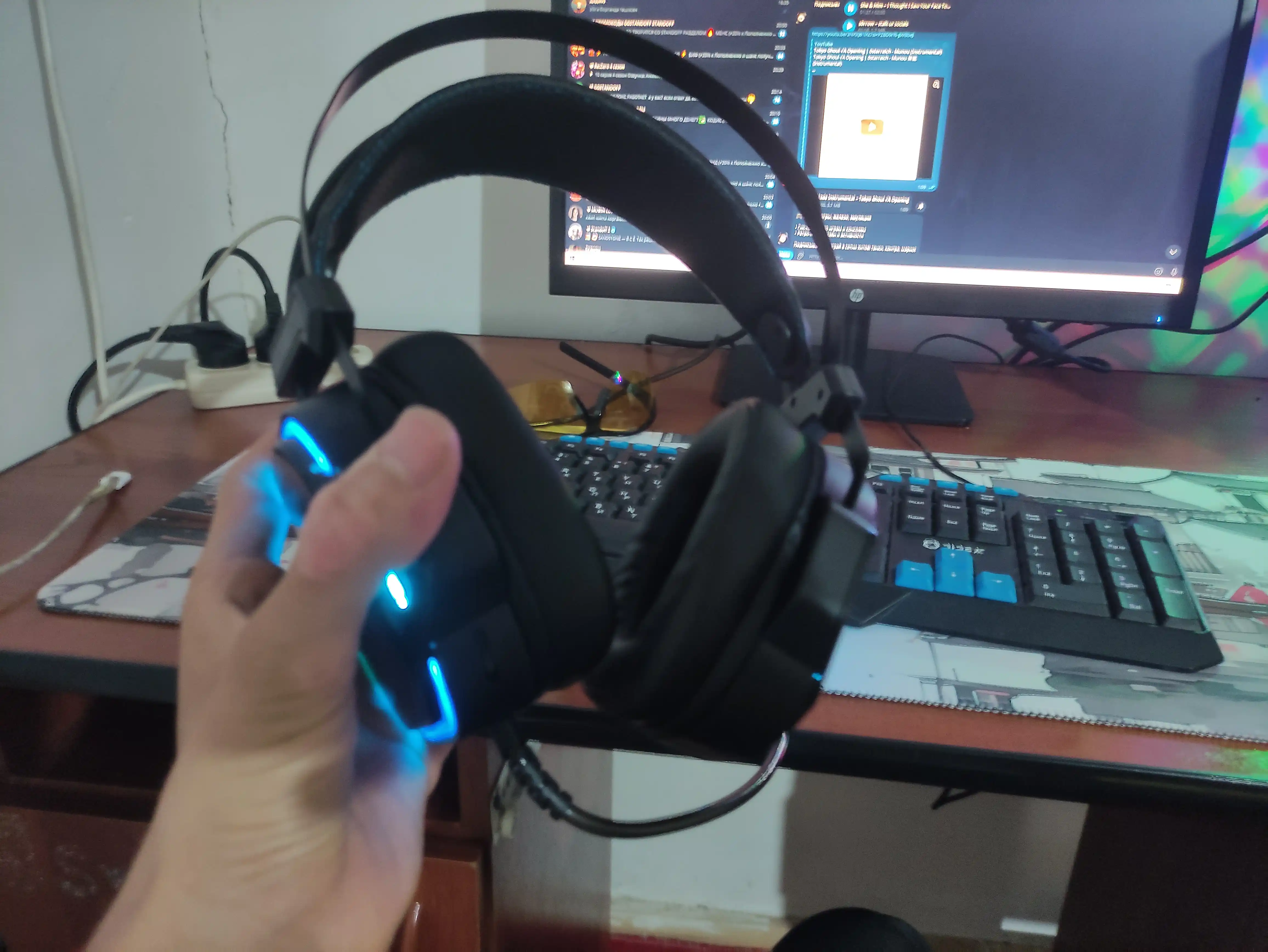 MORADI V10 USB7.1 o'yin uchun simli quloqchinlari kuk
