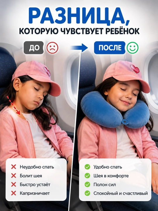 Подушка для шеи дорожная с эффектом памяти, детская, для путешествий, ортопедическая