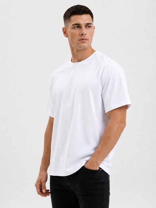 Erkaklar uchun oversize oq futbolka, 100% paxta