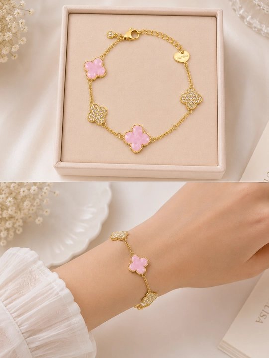 Clover Premium Braslet (Lux Copy | 18K Gold Plated) - 