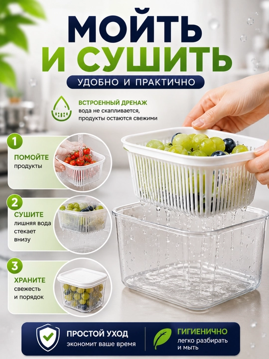 Органайзер, все для дома, контейнеры, сушка, кухня, фрукты, вакуум, бокс, 1 литр, посуда