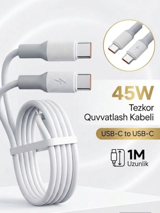 Type c kabel, usb c kabel, pd kabel, 45w kabel, silikon kabel, tez zaryadlash - 