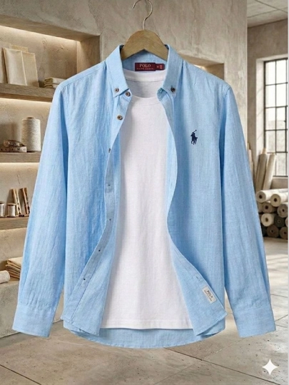 Мужская льняная рубашка Lion Classic Linen Casual, M-XXL — WEARDOD-LIONKOYLAK-ГОЛУБ-M