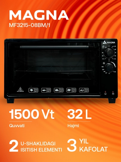 Magna MF3215B-08BM/1 mini pechi, hajmi 32 litr, quvvati 1500 Vt