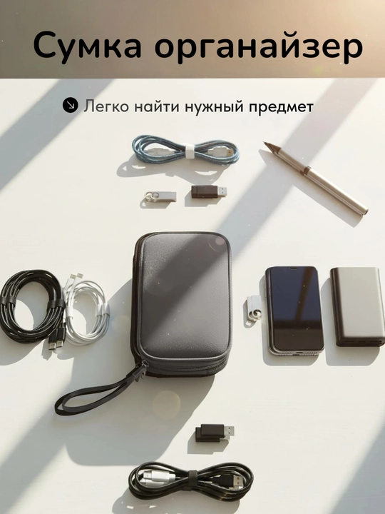 Сумка органайзер для проводов и аксессуаров, чехол для телефона