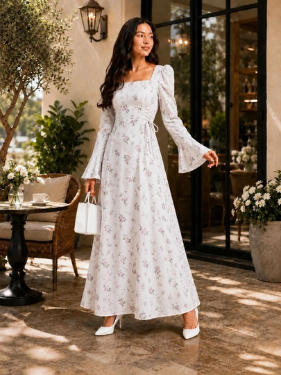 Женское длинное платье, летнее, с поясом на талии — SMBSHOP-LOLAKUYLAK-ТЕМНРОЗ-4446