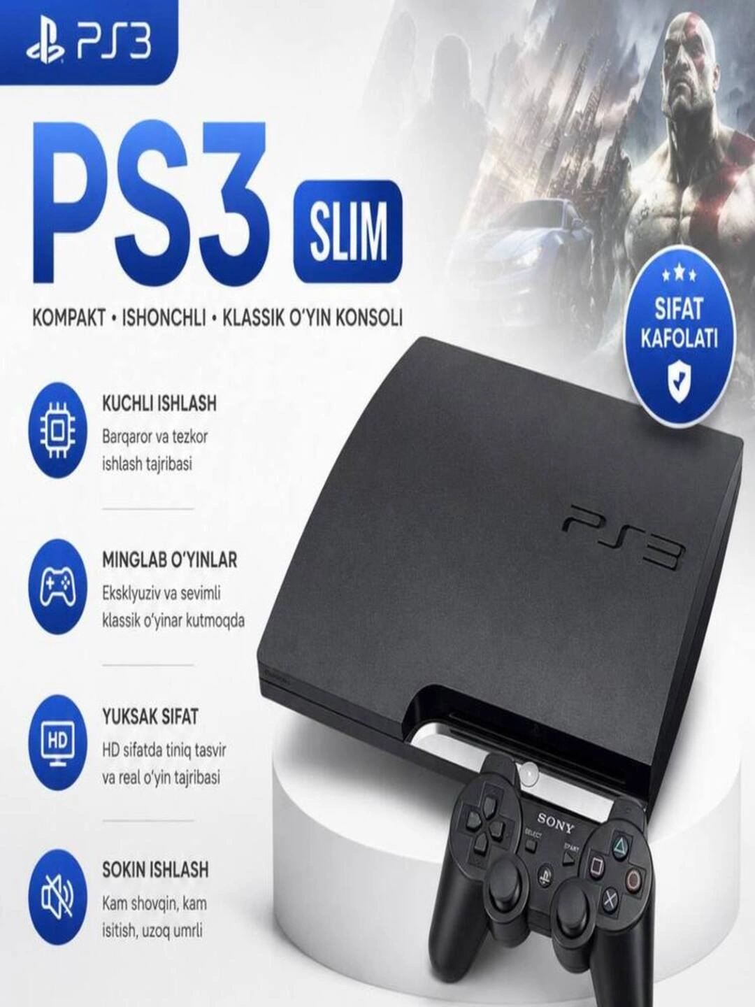 PlayStation 3 Slim (PS3 Slim 320 ГБ) с играми и джойстик за 2690000 сум со скидкой 43%. Uzum Market