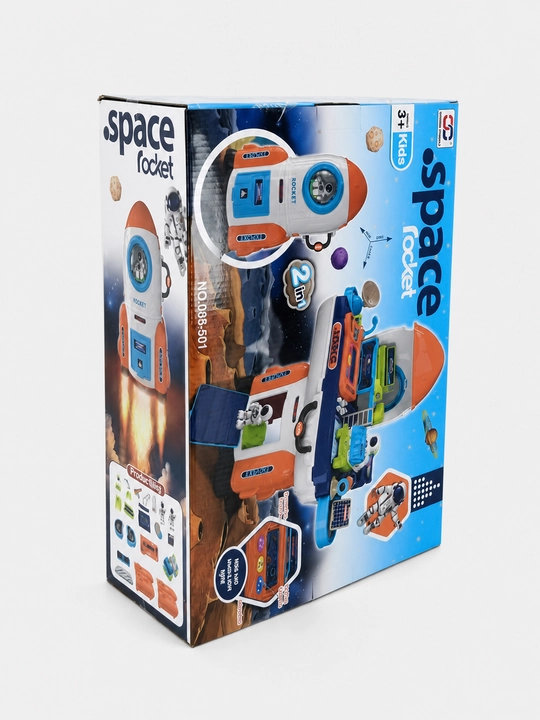 Space Rocket 2-tasi-1da Kosmik raketa o'yinchoq to'plami, chiroq/ovoz, NO.008-501