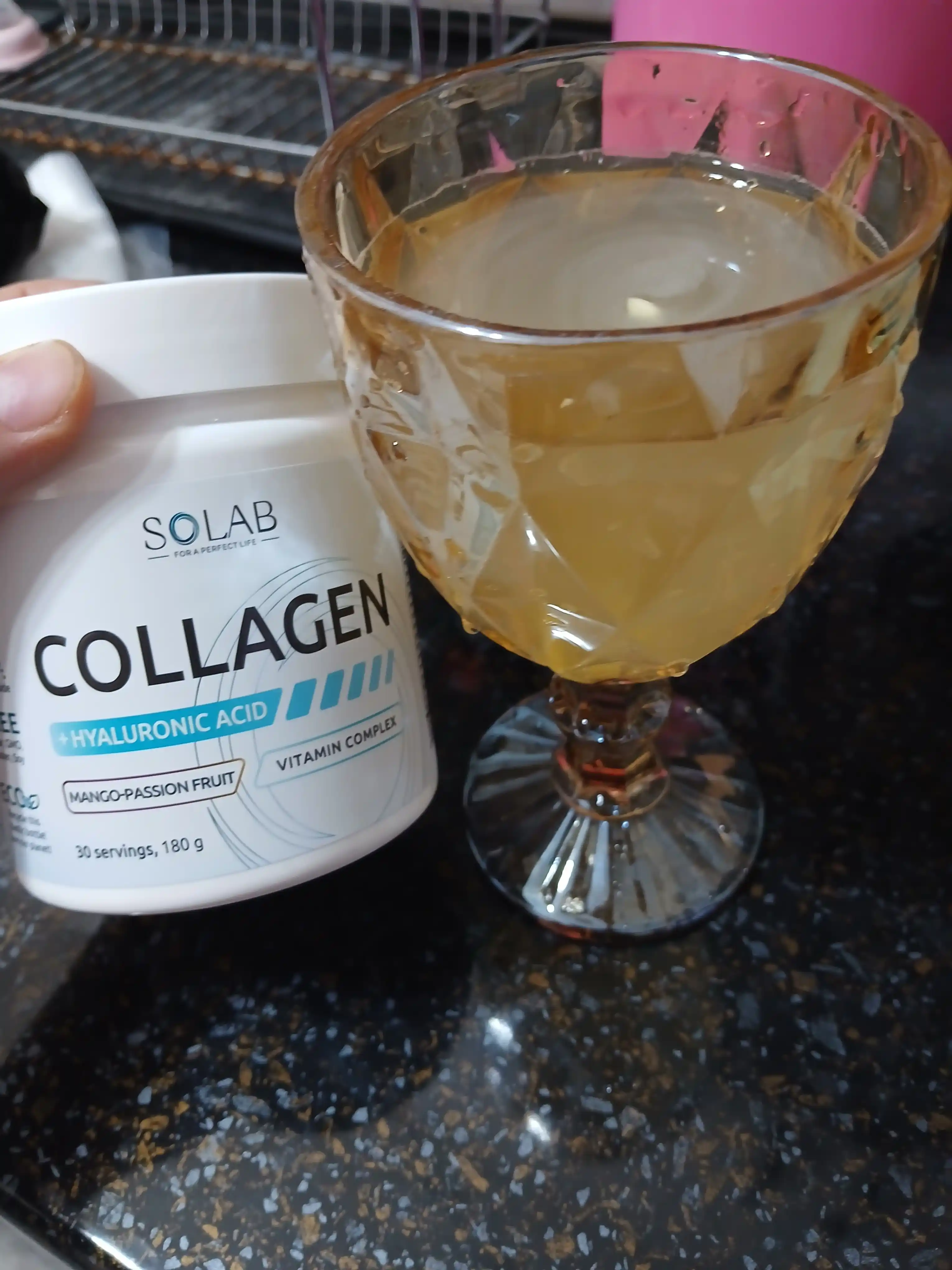 Kollagen + C vitamini + Gialuron kislotasi, SOLAB, Mango-marakuya ta’mi, 30 porsiya