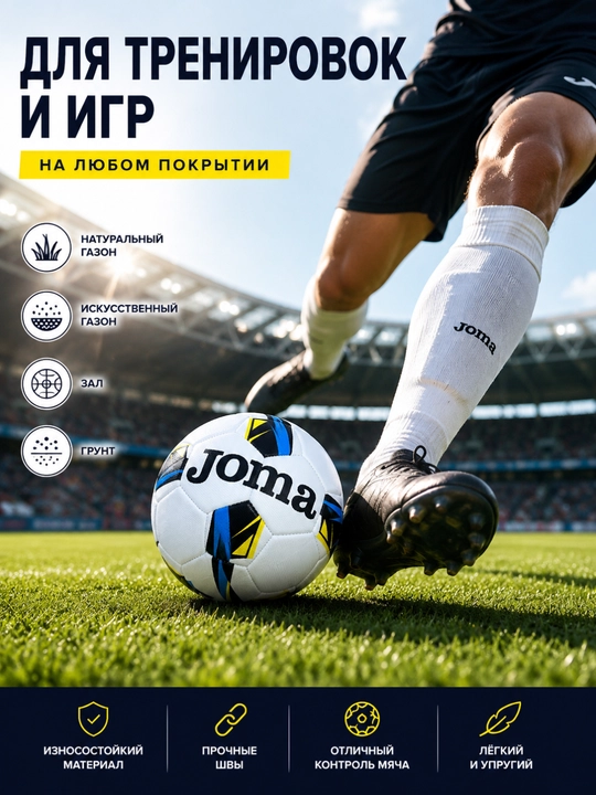 Футбольный мяч Joma Professional №5 PU/PVC для тренировок и матчей, 32 панели