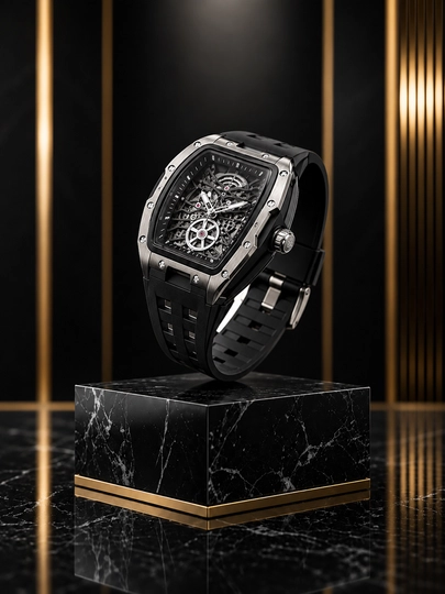 Мужские наручные часы Richard Mille, легкие, кварцевый механизм с индикатором даты — VAQTWAT-45VW001-ЧЕРН