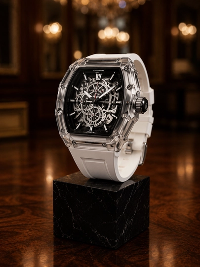 Мужские наручные часы Richard Mille, легкие, кварцевый механизм с индикатором даты — VAQTWAT-45VW001-ПРОЗР