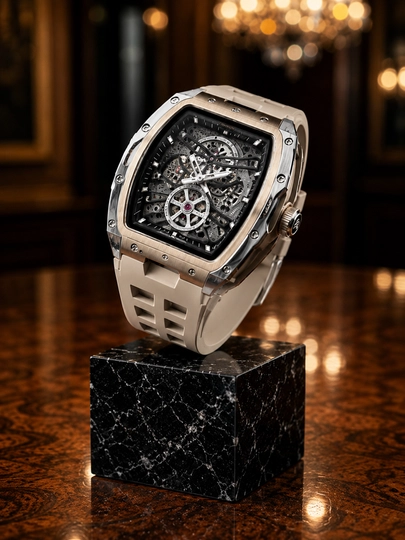 Мужские наручные часы Richard Mille, легкие, кварцевый механизм с индикатором даты — VAQTWAT-45VW001-СВЕТКОР