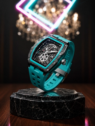 Мужские наручные часы Richard Mille, легкие, кварцевый механизм с индикатором даты — VAQTWAT-45VW001-ТЕМНБИР