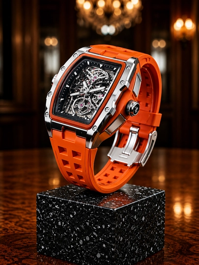 Мужские наручные часы Richard Mille, легкие, кварцевый механизм с индикатором даты — VAQTWAT-45VW001-ОРАНЖ