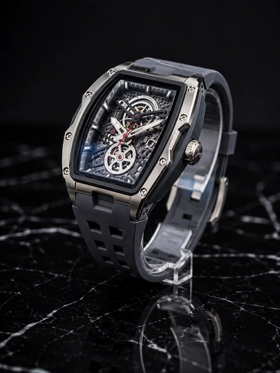 Мужские наручные часы Richard Mille, легкие, кварцевый механизм с индикатором даты — VAQTWAT-45VW001-ТЕМНСЕР