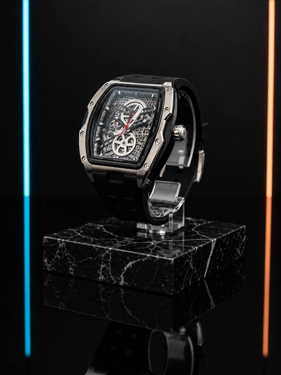 Мужские наручные часы Richard Mille, легкие, кварцевый механизм с индикатором даты — VAQTWAT-45VW001-ТЕМНКОР
