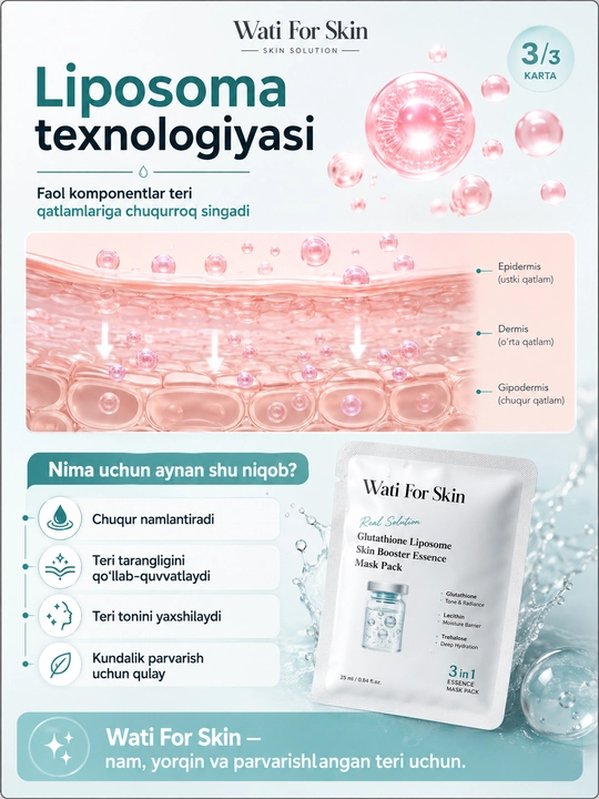 Набор Wati For Skin Glutathione Liposome Moisture Skin Booster Essence Mask Pack