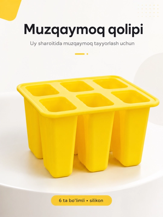 Uy sharoitida muzqaymoq tayyorlash uchun qulay, 6 donali silikon qolip - 