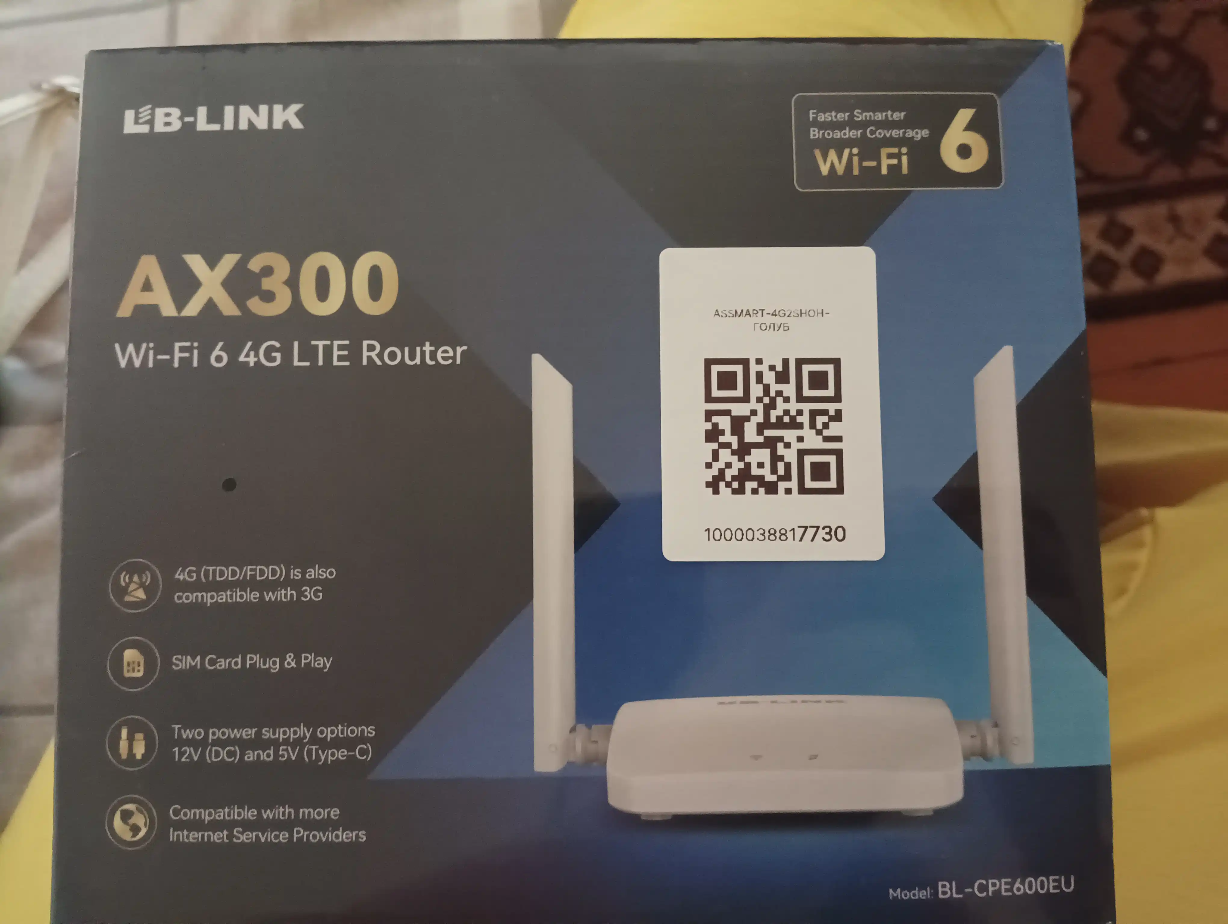 Wi-Fi роутер, модем 4G CPE-903B со слотом для SIM-карты, 4-х антенный с аккумулятором