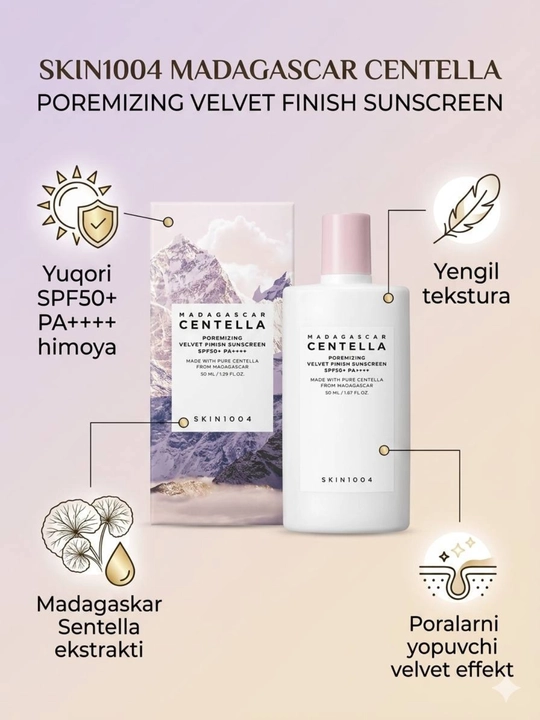 SKIN1004 Madagascar Centella Poremizing Velvet Finish Sun Cream SPF50+ PA++++ 50 ml - 