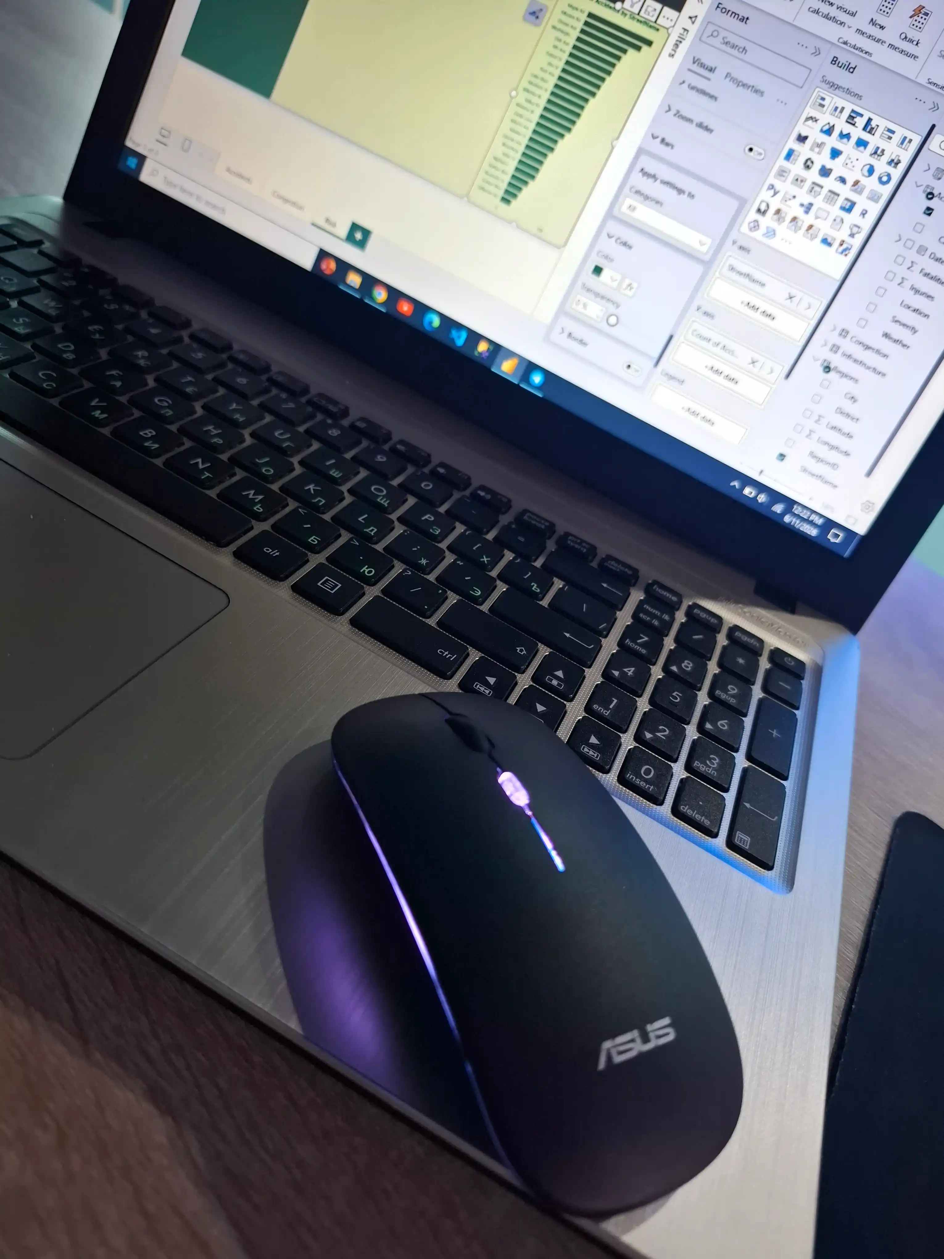 Kompyuter,noutbuk,planshet,telefon uchun simsiz smart sichqoncha,shovqinsiz,RGB yoritgichl