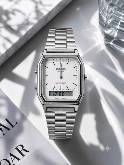 Мужские наручные часы — UZAKSES-CASIO01-БЕЛЫЙ