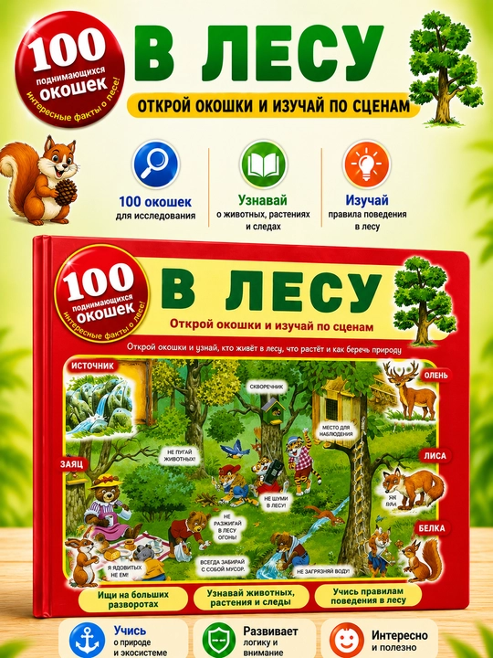 Серия книг с 100 поднимающимися окошками — увлекательная энциклопедия для детей - 