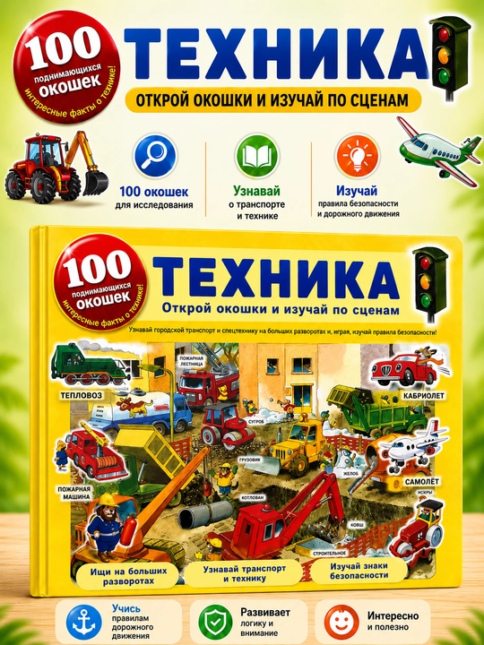 Серия книг с 100 поднимающимися окошками — увлекательная энциклопедия для детей - 
