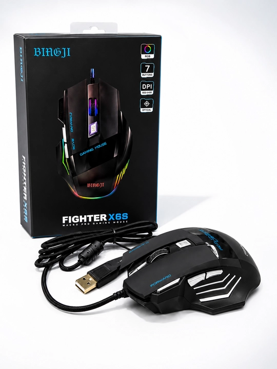 BIH6JI Fighter X6S RGB o‘yin sichqonchasi, 7 tugma, 4800 DPI