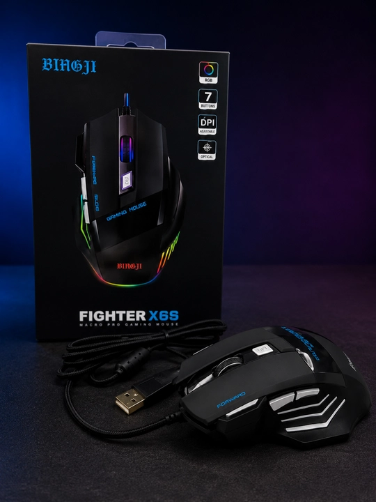BIH6JI Fighter X6S RGB o‘yin sichqonchasi, 7 tugma, 4800 DPI