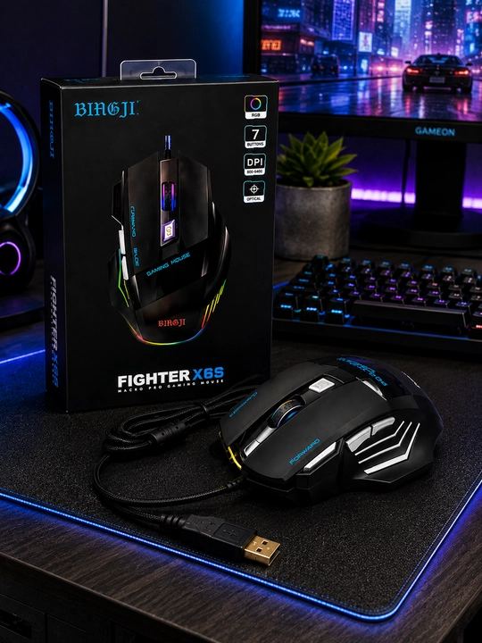 BIH6JI Fighter X6S RGB o‘yin sichqonchasi, 7 tugma, 4800 DPI