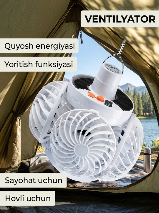Lampa-ventilyator, 2-tasi-1 da— LED chiroq + sovitish