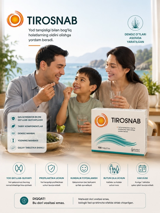 TIROSNAB yod manbai biologik faol qo‘shimcha, 100 tabletka - 