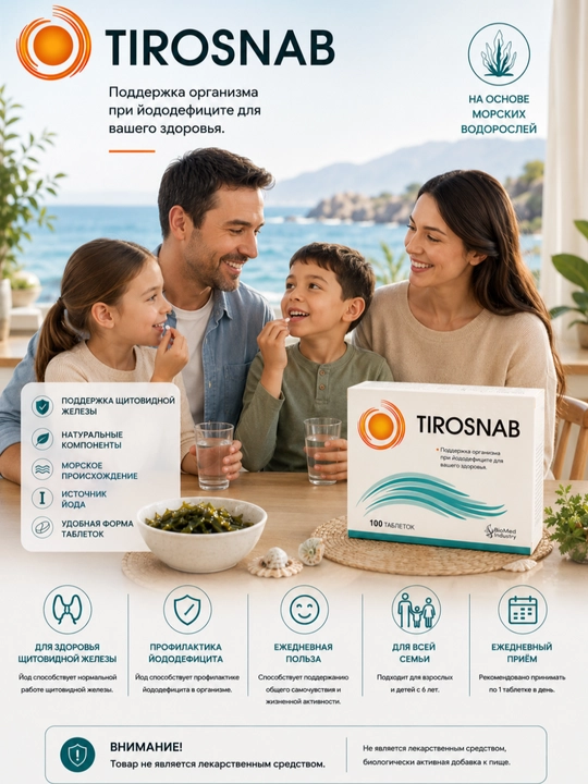 TIROSNAB yod manbai biologik faol qo‘shimcha, 100 tabletka