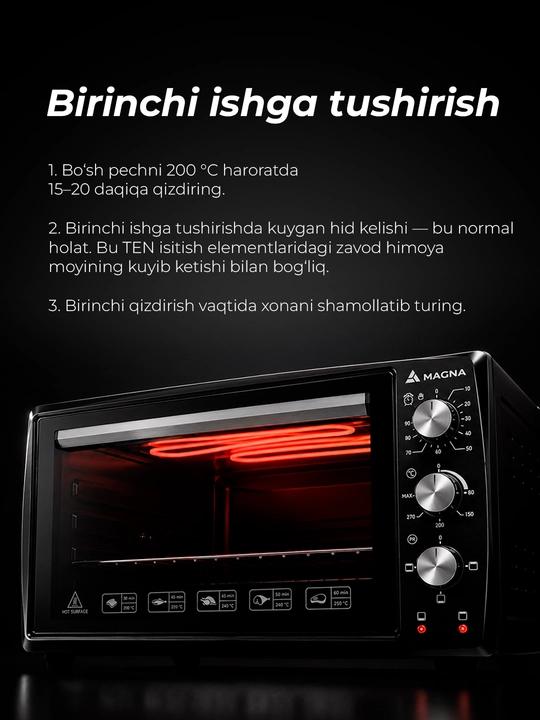 Mini pech MAGNA MF4515-03BL, hajmi 45 litr, quvvati 1500 Vt