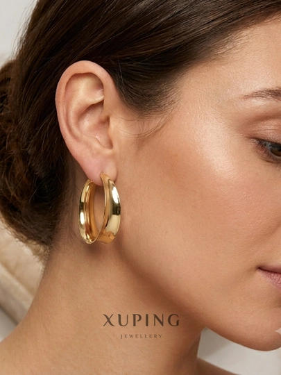 Серьги Xuping женские, крупные, массивные серьги-кольца — НИГИНА-КРУПНЫЕ-ВИШН