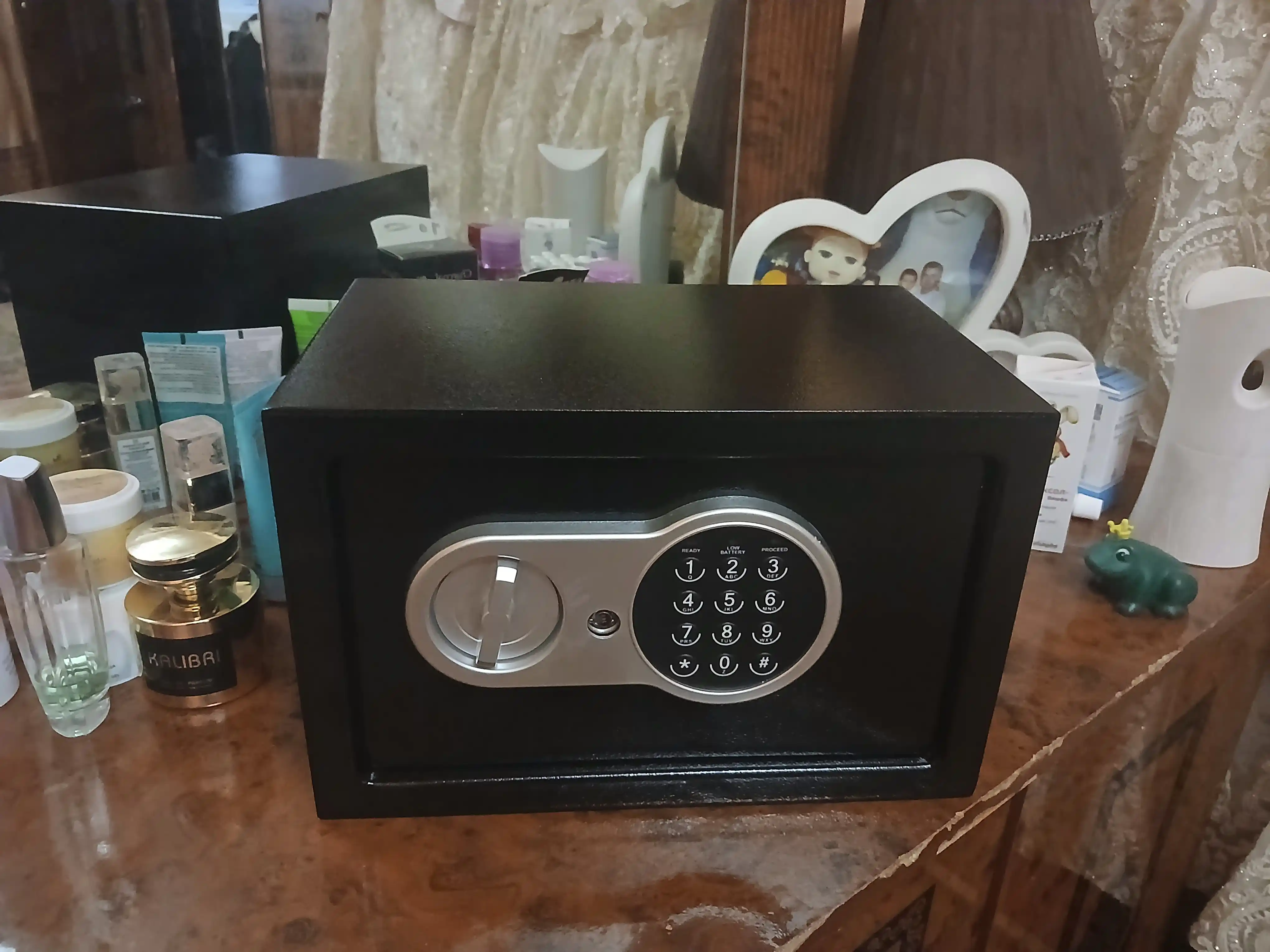 Elektron kod va kalitli seyf, 31×20×20 sm, metall, uy va ofis uchun